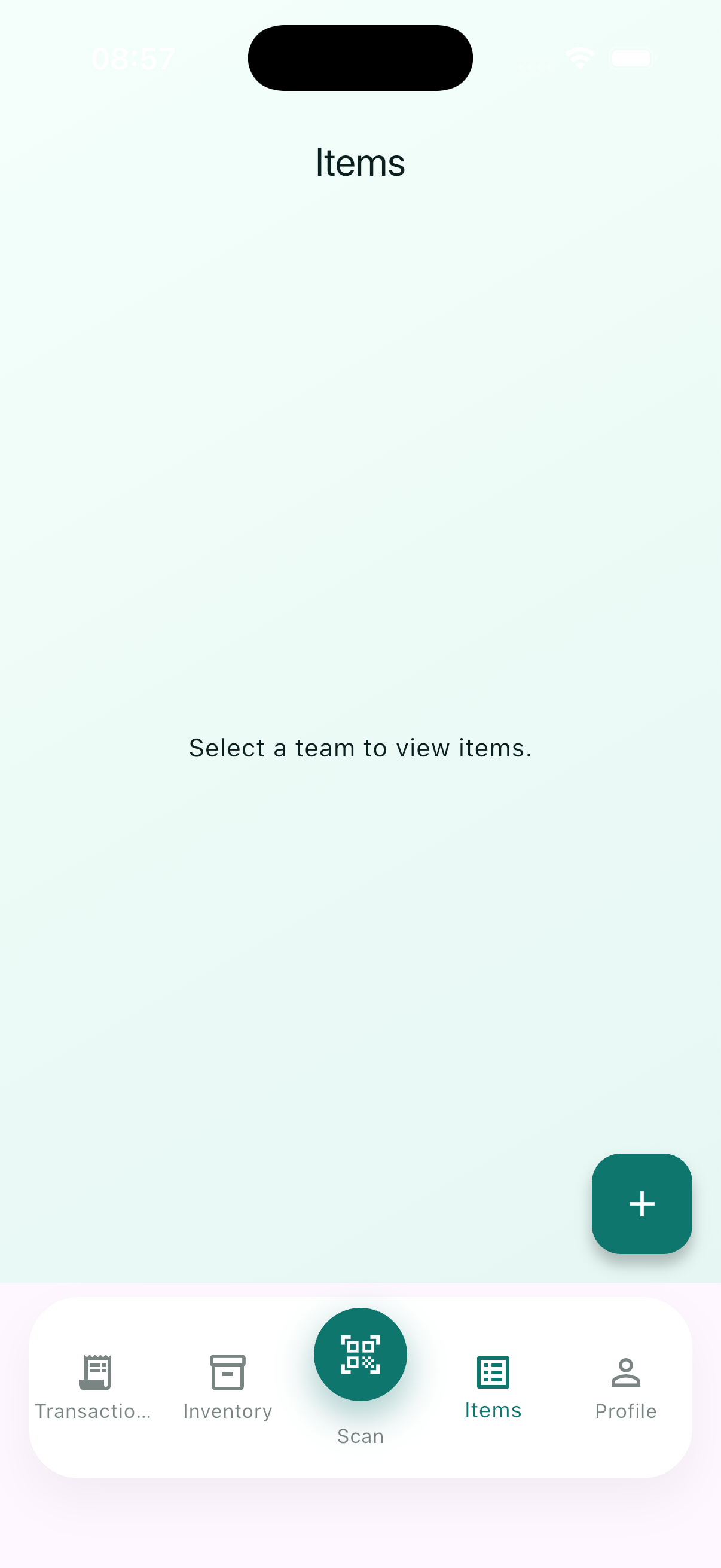Items screen